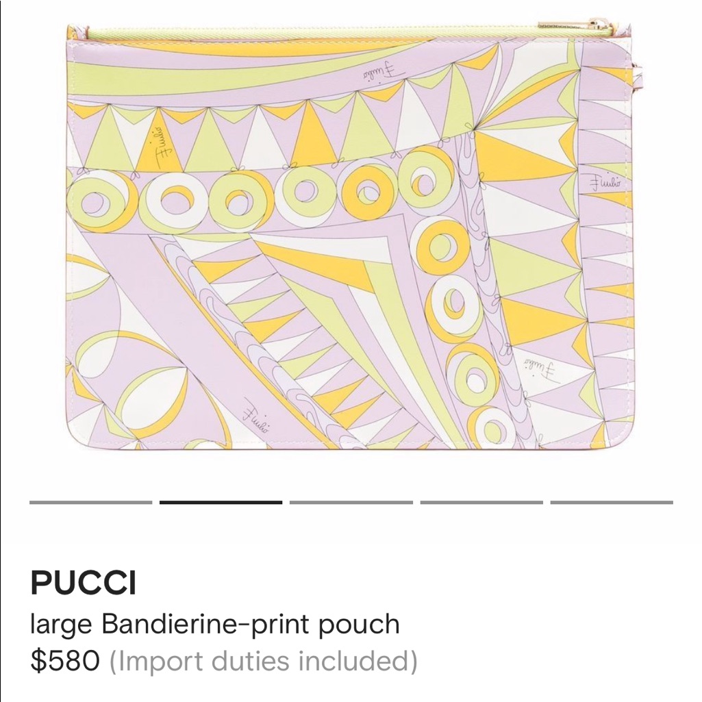 Emilio Pucci Bandierine Print Purse Worn 1 Time For 2 Hours Excellent Condition